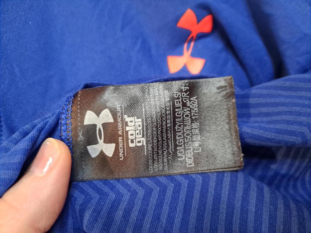 Under Armour Blue Coldgear with Orange Logo Henley Size Large - Picture 4 of 6